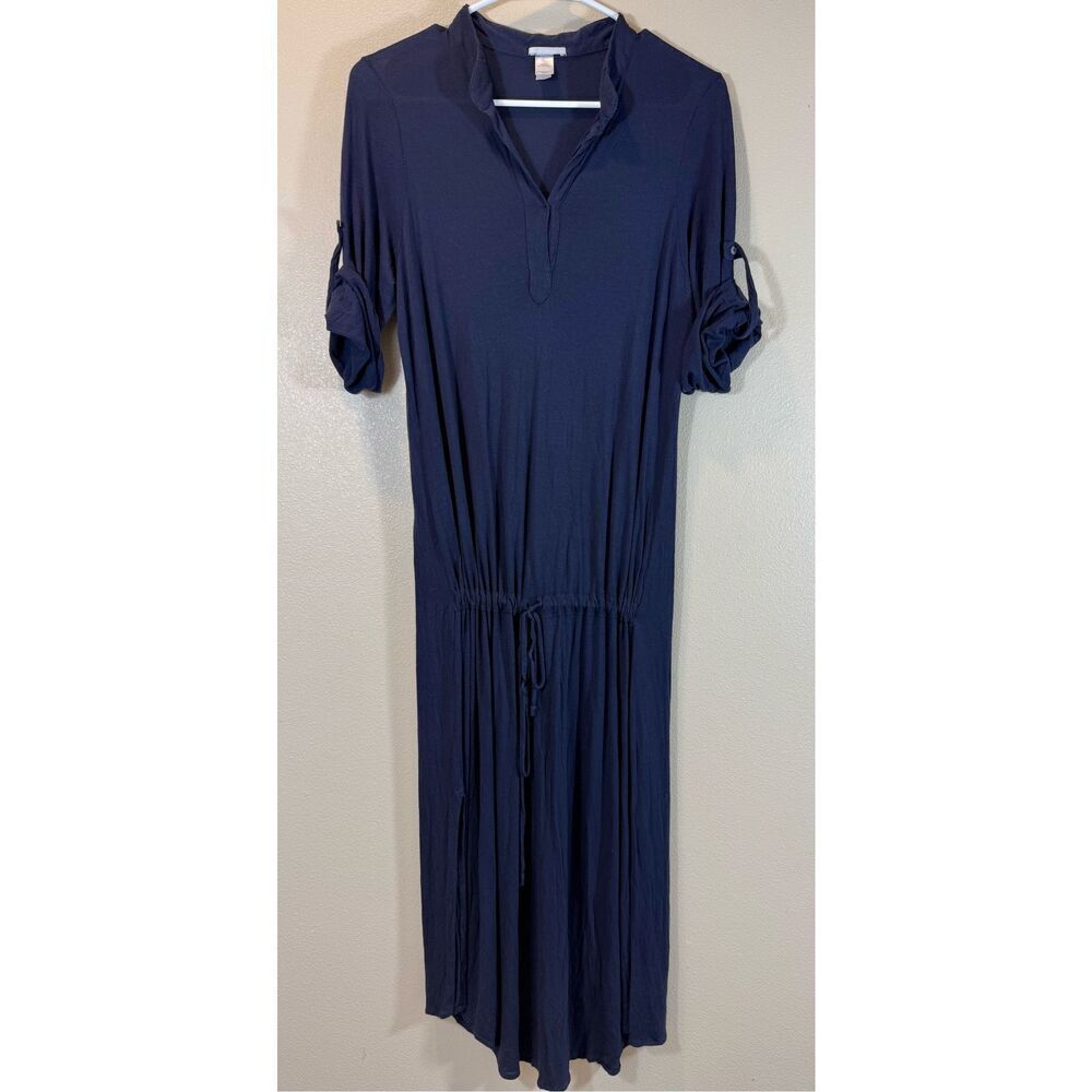 Eberjey Navy Blue Waist Tie Cinched Lounge Shirt Dress Women's Small